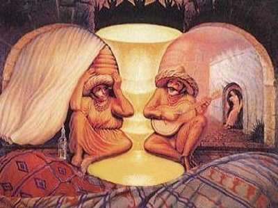 old couple young couple illusion