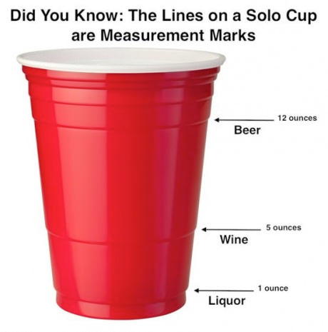 solo cup beer wine liquor measurement