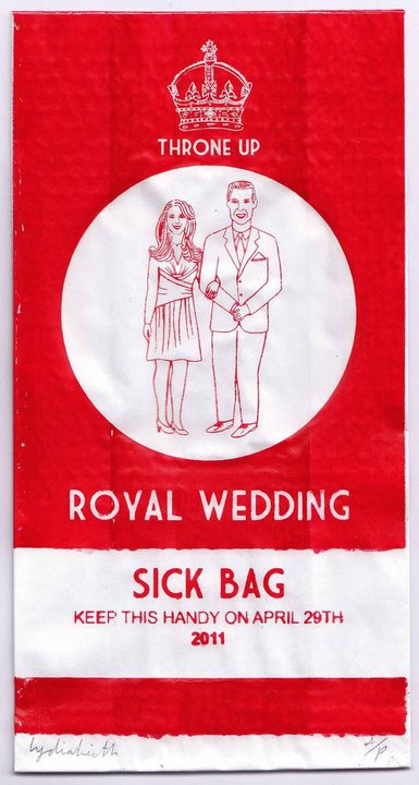 royal wedding sick bag barf bag king england william kate