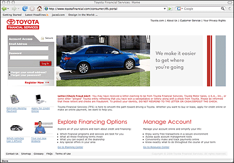 toyota financial services web site