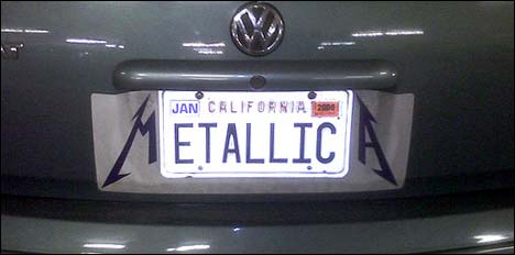 Metallica California license plate
