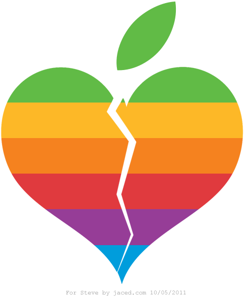 steve jobs RIP apple computer broken heart logo