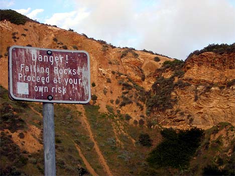 Danger: falling rocks; proceed at your own risk